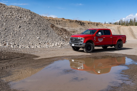 West central pickup truck in rock pit