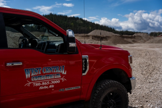 West central pickup truck in rock pit
